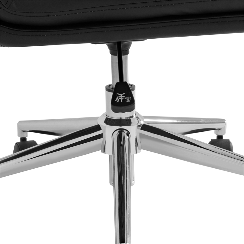 Commercial Mid-Back Padded LeatherSoft Swivel Office Chair in Black/Chrome