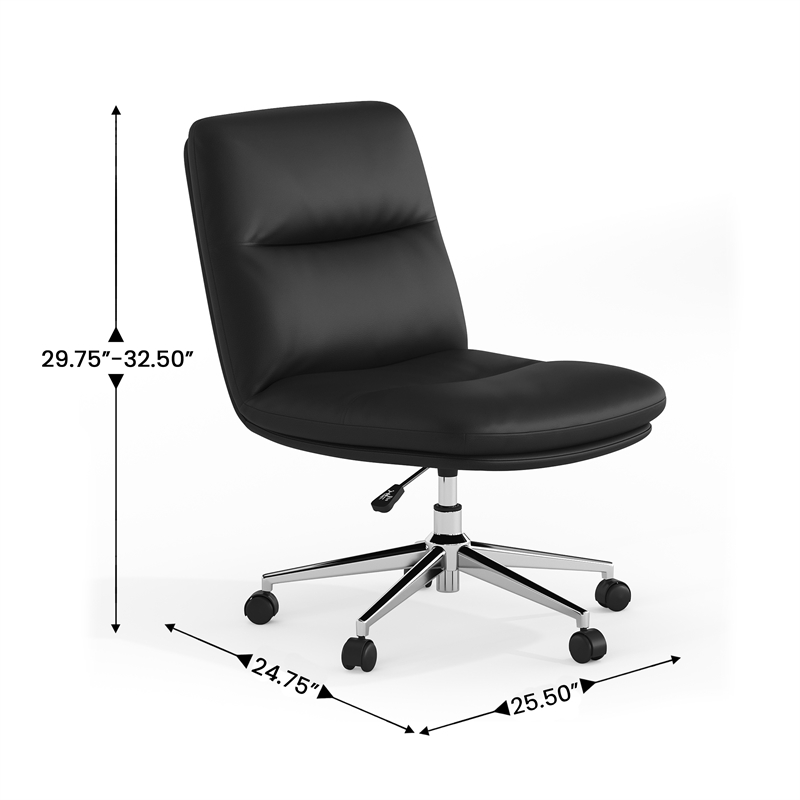 Commercial Mid-Back Padded LeatherSoft Swivel Office Chair in Black/Chrome