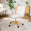 Commercial Mid-Back Padded LeatherSoft Swivel Office Chair in White/Gold
