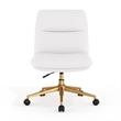 Commercial Mid-Back Padded LeatherSoft Swivel Office Chair in White/Gold