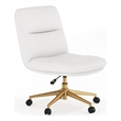 Commercial Mid-Back Padded LeatherSoft Swivel Office Chair in White/Gold