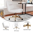 Commercial Mid-Back Padded LeatherSoft Swivel Office Chair in White/Gold