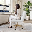 Commercial Mid-Back Padded LeatherSoft Swivel Office Chair in White/Gold