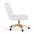 Commercial Mid-Back Padded LeatherSoft Swivel Office Chair in White/Gold