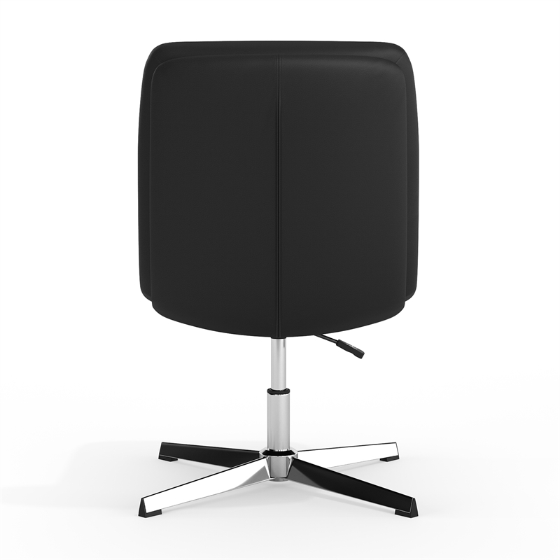 Commercial Mid-Back Padded LeatherSoft Swivel Office Chair in Black/Chrome