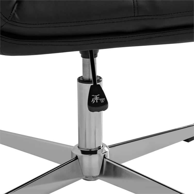 Commercial Mid-Back Padded LeatherSoft Swivel Office Chair in Black/Chrome