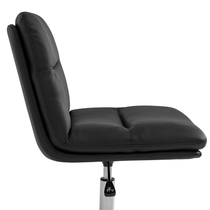 Commercial Mid-Back Padded LeatherSoft Swivel Office Chair in Black/Chrome