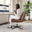 Commercial Mid-Back Padded LeatherSoft Swivel Office Chair in Cognac/Black