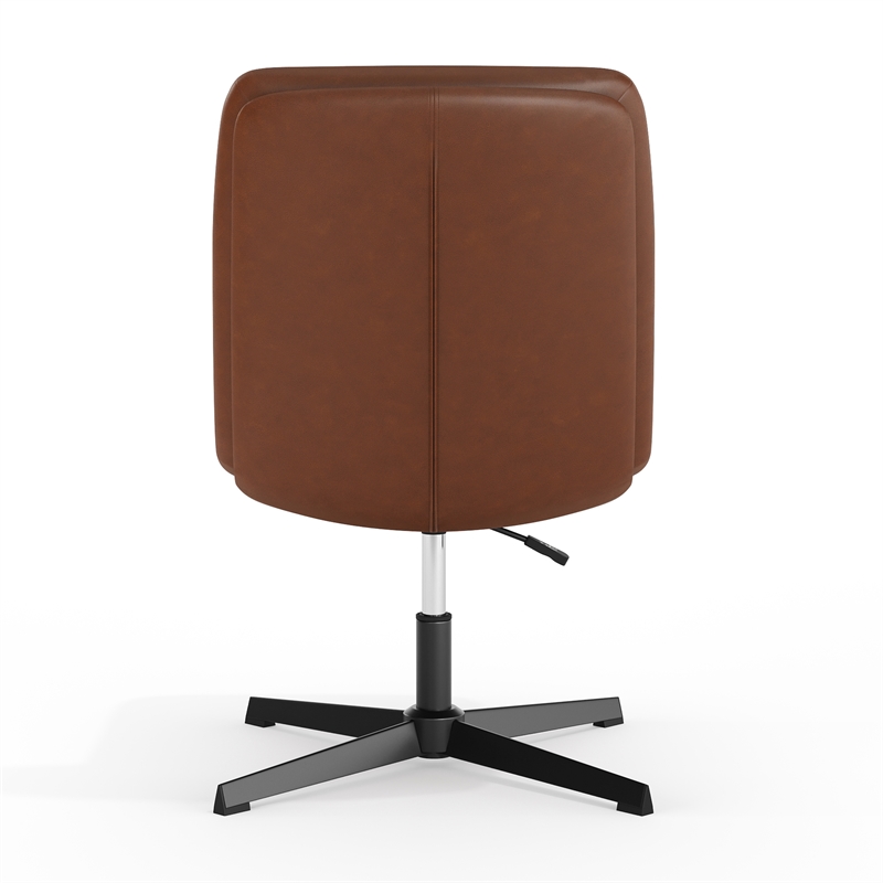Commercial Mid-Back Padded LeatherSoft Swivel Office Chair in Cognac/Black