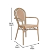 All-Weather Commercial Paris Chair with Bamboo Print Metal Frame-Natural/White