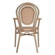 All-Weather Commercial Paris Chair with Bamboo Print Metal Frame-Natural/White