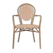 All-Weather Commercial Paris Chair with Bamboo Print Metal Frame-Natural/White