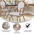 All-Weather Commercial Paris Chair with Bamboo Print Metal Frame-White/Gray