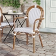 All-Weather Commercial Paris Chair with Bamboo Print Metal Frame-White/Gray