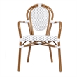 All-Weather Commercial Paris Chair with Bamboo Print Metal Frame-White/Gray