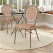 All-Weather Commercial Paris Chair with Bamboo Print Metal Frame-Natural/White