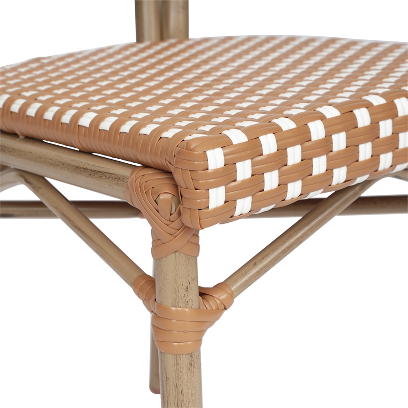 All-Weather Commercial Paris Chair with Bamboo Print Metal Frame-Natural/White