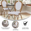 All-Weather Commercial Paris Chair with Bamboo Print Metal Frame-Natural/White