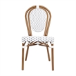 All-Weather Commercial Paris Chair with Bamboo Print Metal Frame-Natural/White