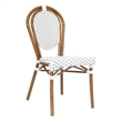 All-Weather Commercial Paris Chair with Bamboo Print Metal Frame-Natural/White