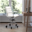 Drafting Chair with Roller Wheels Adjustable Foot Ring - White LeatherSoft