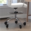 Drafting Chair with Roller Wheels Adjustable Foot Ring - White LeatherSoft