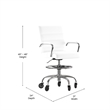 Drafting Chair with Roller Wheels Adjustable Foot Ring - White LeatherSoft