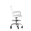 Drafting Chair with Roller Wheels Adjustable Foot Ring - White LeatherSoft