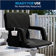 2 Pack Reclining Black Backpack Padded Stadium Chairs-Armrests & Storge Pockets
