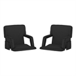 2 Pack Reclining Black Backpack Padded Stadium Chairs-Armrests & Storge Pockets