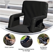 2 Pack Reclining Black Backpack Padded Stadium Chairs-Armrests & Storge Pockets
