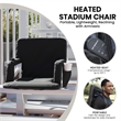 Foldable Reclining Stadium Chair with Backpack Straps and Heated Seat - Black