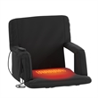 Foldable Reclining Stadium Chair with Backpack Straps and Heated Seat - Black