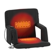 Foldable Reclining Stadium Chair with Backpack Straps-Heated Back and Seat-Black