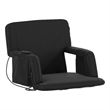 Foldable Reclining Stadium Chair with Backpack Straps-Heated Back and Seat-Black