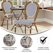 All-Weather Commercial Paris Chair with Bamboo Print Metal Frame-White/Navy