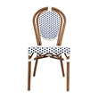All-Weather Commercial Paris Chair with Bamboo Print Metal Frame-White/Navy