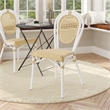 All-Weather Commercial Paris Chair with White Metal Frame-Natural