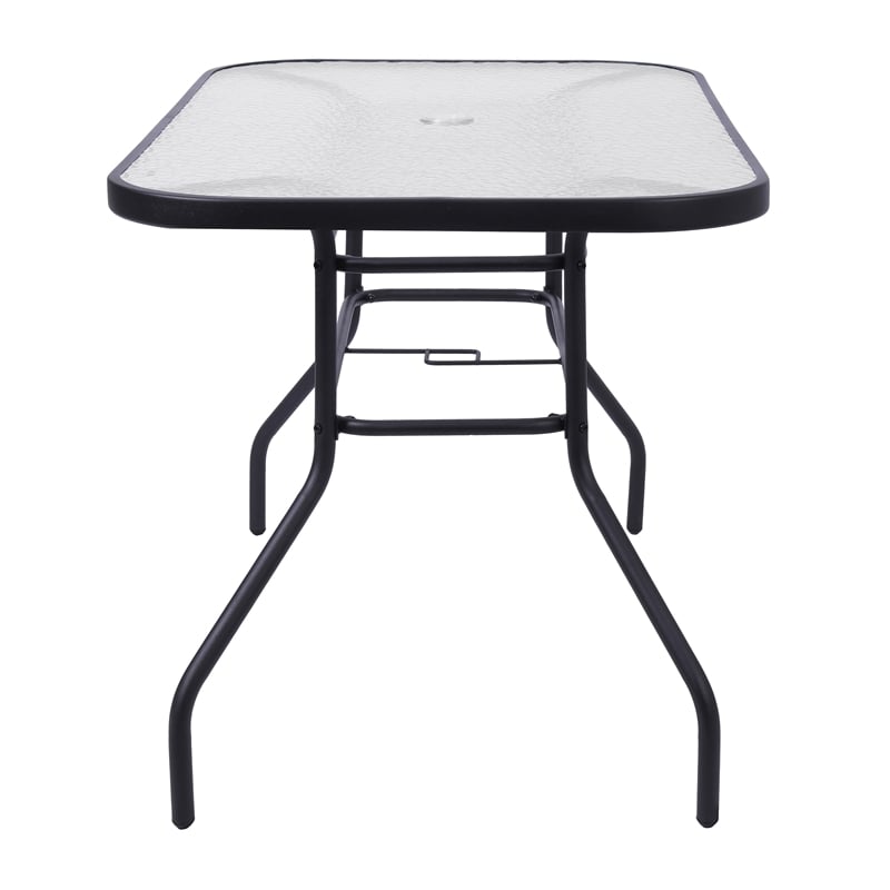 Commercial 5 Pc Outdoor Patio Dining Set with Glass Table and 4 Chairs - Brown