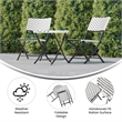 3PC Black and White Indoor/Outdoor PE Rattan Folding Bistro Set