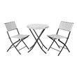 3PC Black and White Indoor/Outdoor PE Rattan Folding Bistro Set
