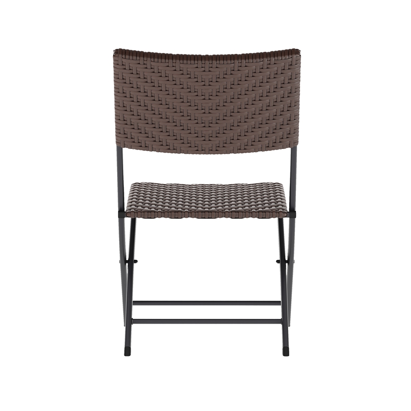 3PC Brown and Black Indoor/Outdoor PE Rattan Folding Bistro Set