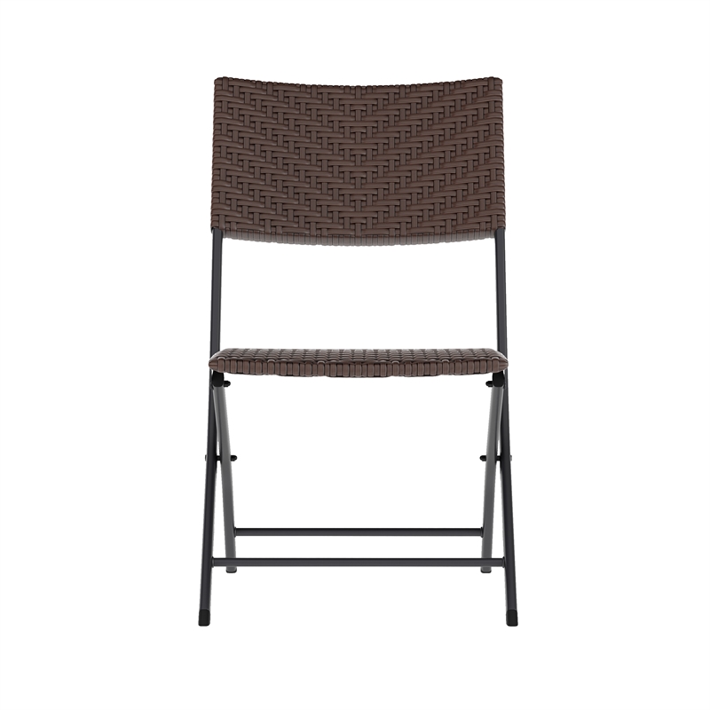 3PC Brown and Black Indoor/Outdoor PE Rattan Folding Bistro Set