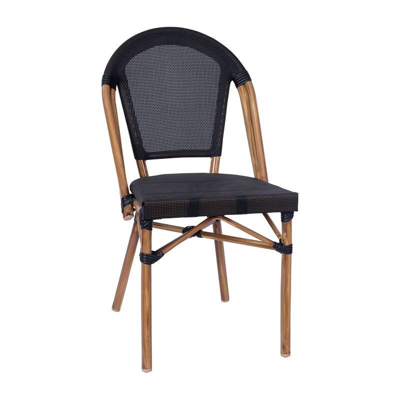 Indoor/Outdoor Commercial Bistro Set with Table and Two Chairs in Black