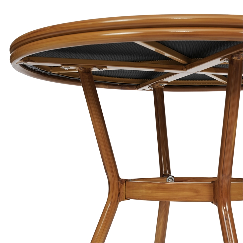 Indoor/Outdoor Commercial Bistro Set with Table and Two Chairs in Black