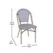 Indoor/Outdoor Commercial Bistro Set with Table and Two Chairs in Blk/Wht