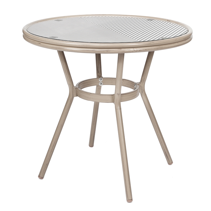 Indoor/Outdoor Commercial Bistro Set with Table and Two Chairs in Blk/Wht