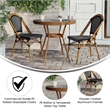 Indoor/Outdoor Commercial Bistro Set with Table and 2 Chairs in Blk/Wht