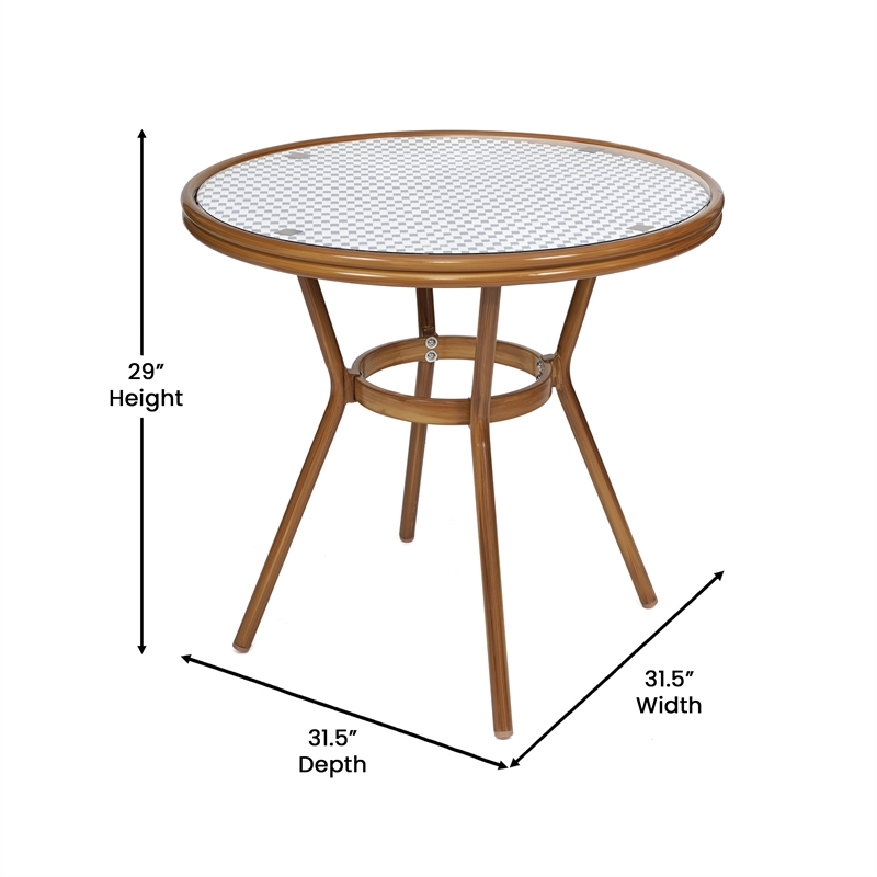 Indoor/Outdoor Commercial Bistro Set with Table and 2 Chairs in Wht/Navy