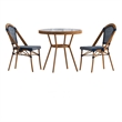 Indoor/Outdoor Commercial Bistro Set with Table and 2 Chairs in Navy/Wht